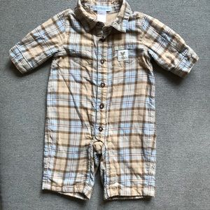 Janie and Jack plaid boys romper